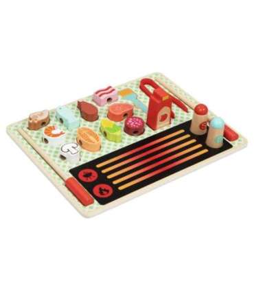 TOOKY TOY Drewniany Zestaw do Grillowania Tablica Edukacyjna