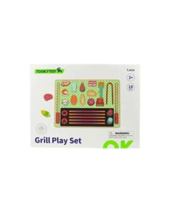 TOOKY TOY Drewniany Zestaw do Grillowania Tablica Edukacyjna