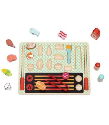 TOOKY TOY Drewniany Zestaw do Grillowania Tablica Edukacyjna