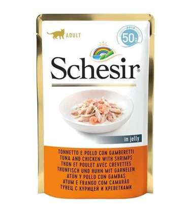 SCHESIR in jelly Tuna and chicken with shrimps - wet cat food - 50 g
