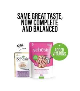 SCHESIR in jelly Tuna and chicken with ham - wet cat food - 85 g