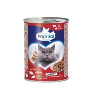 PREVITAL Cat Food with beef and liver in sauce - wet cat food - 415 g