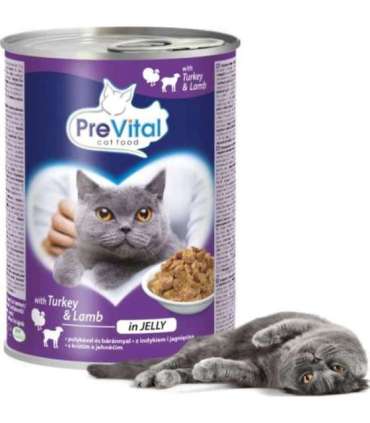 PREVITAL Turkey with lamb in jelly - wet cat food - 2x415g