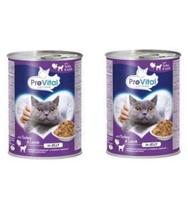 PREVITAL Turkey with lamb in jelly - wet cat food - 2x415g