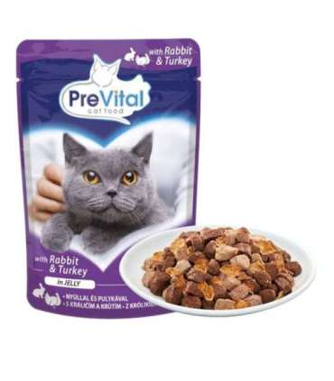 PREVITAL Turkey and rabbit in jelly - wet cat food - 100g
