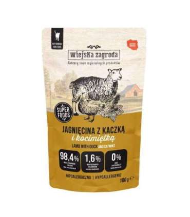 WIEJSKA ZAGRODA Lamb with duck and catnip – wet food for cats – 100g