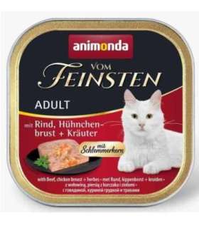 ANIMONDA Vom Feinsten Adult Beef, chicken breast and herbs - wet cat food - 100g