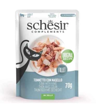 SCHESIR Tuna with hake in jelly - wet cat food - 70g