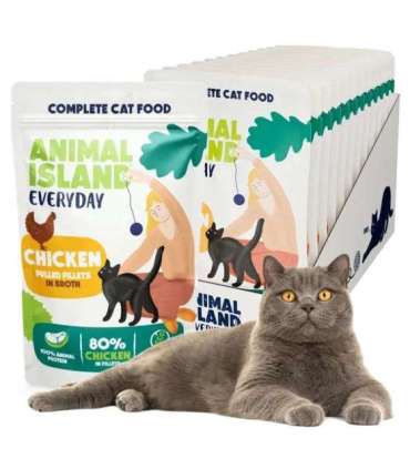 ANIMAL ISLAND Everyday Chicken fillets in broth - wet cat food - 12 x 85g