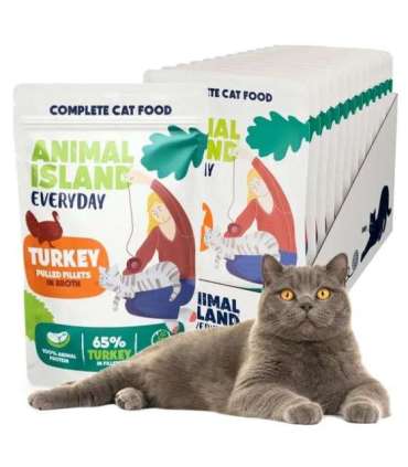 ANIMAL ISLAND Everyday Turkey fillets in broth - wet cat food - 12 x 85g