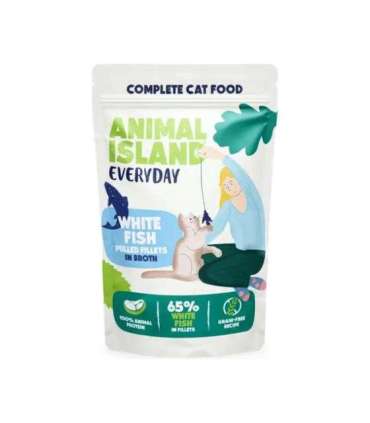 ANIMAL ISLAND Everyday White fish fillets in broth - wet cat food - 12 x 85g