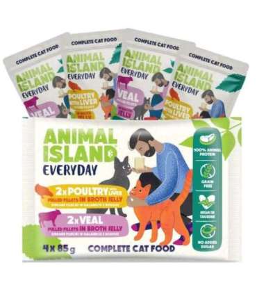 ANIMAL ISLAND Everyday Veal and poultry with liver - wet cat food - 4 x 85g