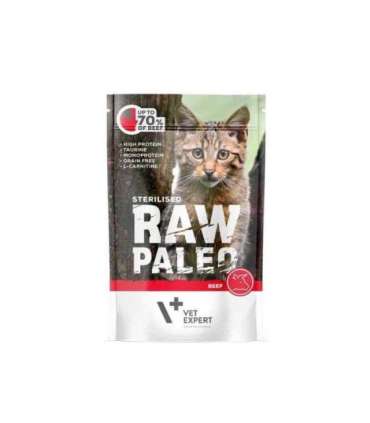 RAW PALEO Adult Cat Sterilised Beef - wet cat food - 100 g