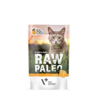 RAW PALEO Adult Cat Sterilised Turkey - wet cat food - 100 g