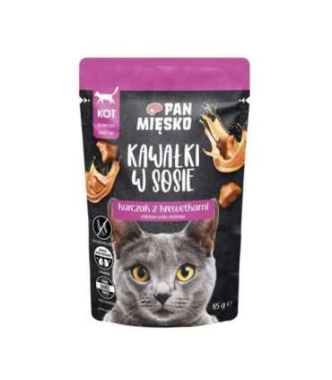 PAN MIĘSKO Pieces in sauce Chicken with shrimps - wet cat food - 85g