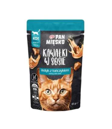 PAN MIĘSKO Pieces in sauce Turkey with tuna - wet cat food - 85g