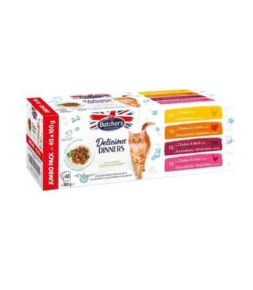 BUTCHER'S Delicious Dinners Jumbo Pack - wet cat food - 40 x 100g