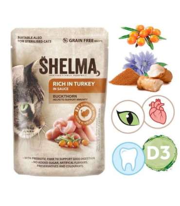 SHELMA Rich in turkey in sauce - wet cat food - 85g