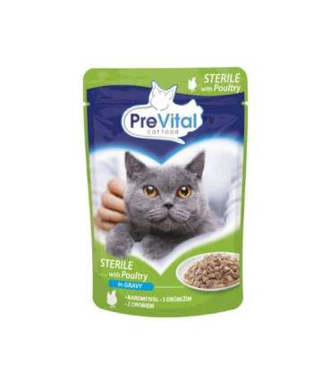 PREVITAL Cat Food Mix 4 Flavors Chicken, Veal, Salmon, Poultry – wet cat food – 96 x 100 g