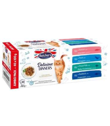 BUTCHER'S Delicious Dinners Jumbo Pack Mix Fish selection in jelly - wet cat food - 40 x 100g