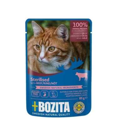 BOZITA sterilised beef jellied pieces - wet cat food - 85g