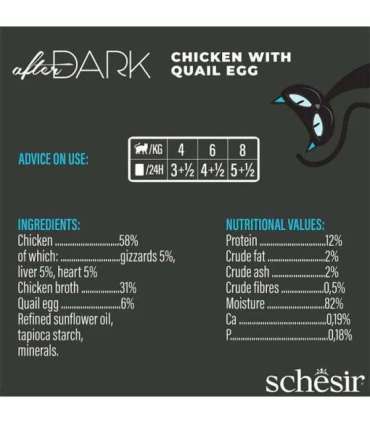 SCHESIR After Dark Chicken fillet with quail egg in broth - wet cat food - 80g