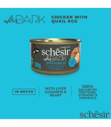 SCHESIR After Dark Chicken fillet with quail egg in broth - wet cat food - 80g