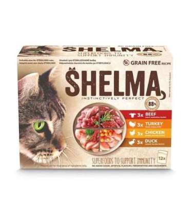 SHELMA with turkey, duck, chicken and beef in sauce - wet cat food - 12x85g