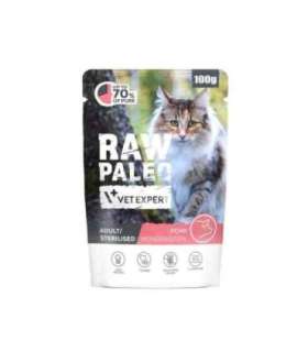 VETEXPERT Raw Paleo Adult Sterilised Pork - wet cat food - 100g