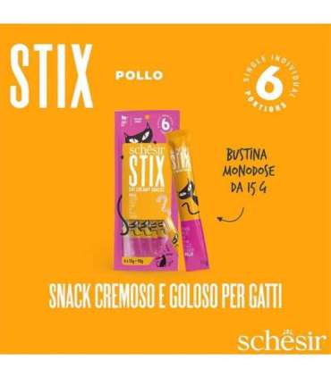 SCHESIR Stix Cream of chicken - treat for cats - 6x15g