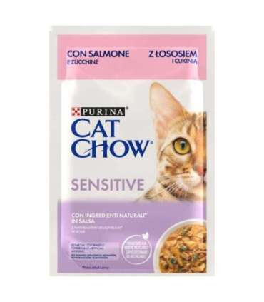 PURINA Cat Chow Sensitive with salmon and zucchini in sauce - wet cat food - 26x85g (20 + 6 GRATIS)