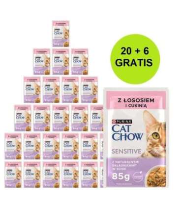 PURINA Cat Chow Sensitive with salmon and zucchini in sauce - wet cat food - 26x85g (20 + 6 GRATIS)