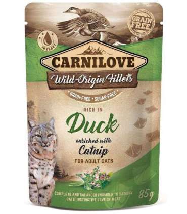CARNILOVE CAT POUCH Wet cat food Duck, Catnip 85 g
