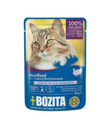 BOZITA sterilised pieces in jelly with turkey - wet cat food - 85g
