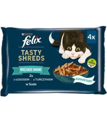 FELIX Tasty Shreds with salmon and tuna - 4x 80g