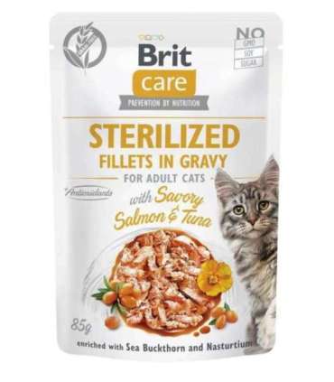 BRIT Care Cat Sterilized Salmon&Tuna Pouch - wet cat food - 85 g