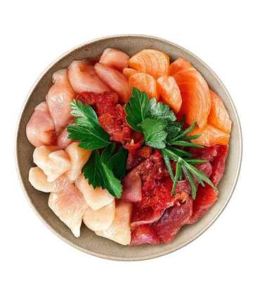 SHELMA Rich in salmon, cod, beef and chicken - wet cat food - 4x85g