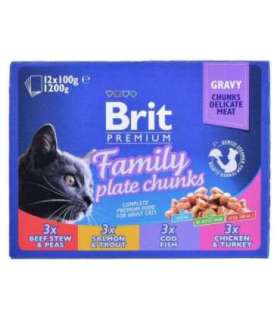 BRIT Cat Pouches Family Plate - wet cat food - 12 x 100g