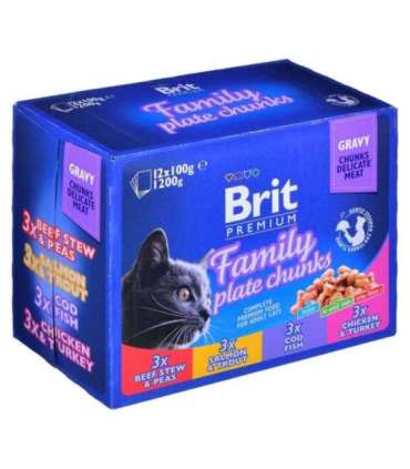 BRIT Cat Pouches Family Plate - wet cat food - 12 x 100g