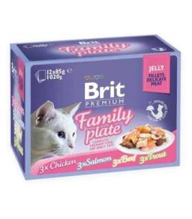 BRIT Premium Family Plate Fillets in Jelly Mix of Flavors - wet food for cats - 12x85g