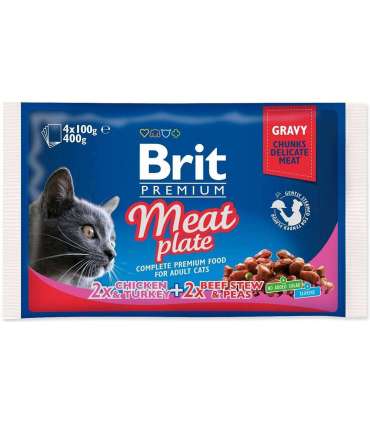 BRIT Premium Cat Meat Plate - wet cat food - 4x100g