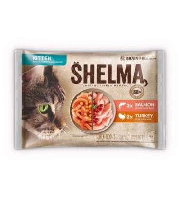 SHELMA Kitten with salmon and turkey in sauce - wet cat food - 4x85g