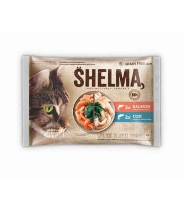 SHELMA with salmon and cod in sauce - wet cat food - 4x85g