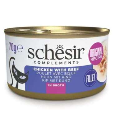 SCHESIR Chicken with beef in broth - wet cat food - 70g