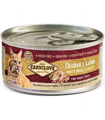 CARNILOVE Cat Chicken & Lamb White Muscle Meat – wet food for cats – 100 g