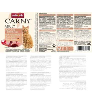 ANIMONDA Carny Adult Chicken, turkey, duck hearts - wet cat food - 400g