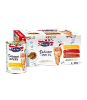 BUTCHER'S Delicious Dinners Meaty selection in jelly - wet cat food - 6 x 400g