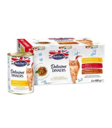 BUTCHER'S Delicious Dinners Meaty selection in jelly - wet cat food - 6 x 400g