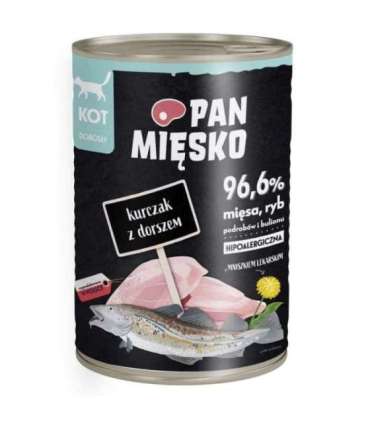 PAN MIĘSKO Chicken with cod - wet cat food - 400g