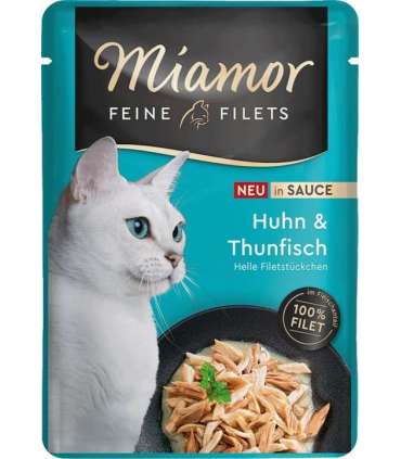 MIAMOR Fine Filets Chicken with tuna in sauce - wet cat food - 100g